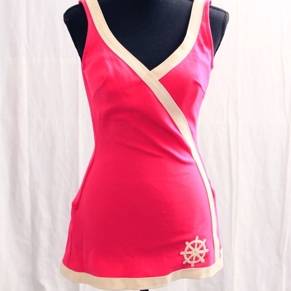 60's Vintage Pink Swimsuit Nautical